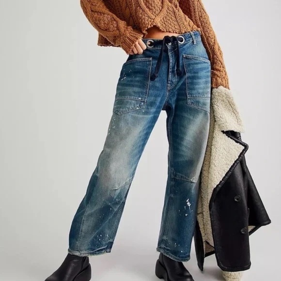 We The Free Moxie Barrel Pull-On Jeans Sz 28 EUC denim - Picture 2 of 8